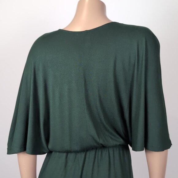 3/$20 H&M Kimono Wrap Dress Vneck Half Sleeve Elastic Waist Cocktail Party Green - Picture 5 of 10